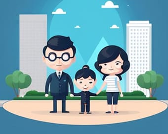 Playful park with families and children representing a family-friendly neighborhood