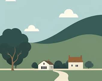 Calm rural landscape representing a peaceful and quiet lifestyle