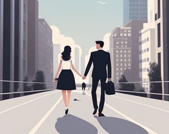 Walkable urban street with cafes and shops representing an urban walkable lifestyle