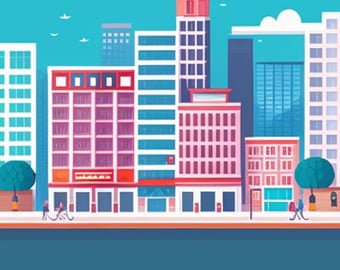 Bustling city street with lights and activity representing vibrant city life