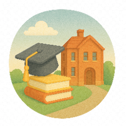 Campus area with students and books representing a student-friendly neighborhood